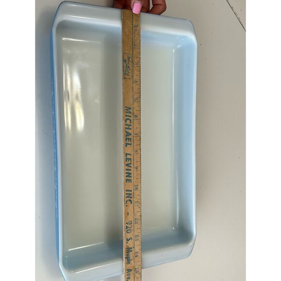 Vintage Blue Pyrex Snowflake Garlnd 933 Lasagna rectangle dish - Picture 10 of 11